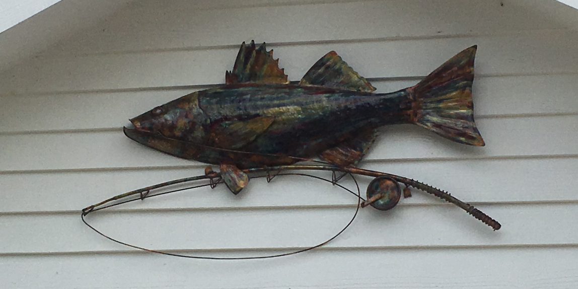 $575. Maryland Stripper with rod in all copper with my reduction technique color and clear coated. 47" wide